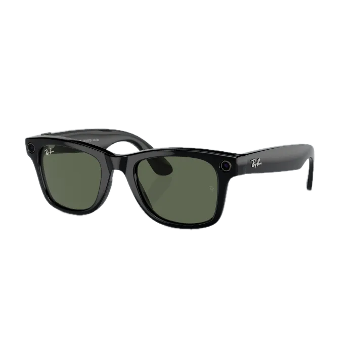 Умные очки RayBan Wayfarer M (2-е поколение), глянцевая черная оправа/линзы зеленые